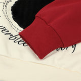Men Hoodie Flocking Black Cat Embroidered Crew Neck Sweater