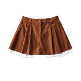 Women Skirt Patchwork Pleated Skirt Women's Summer Mini Skirt