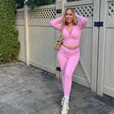 Women Co-Ord Set Pure Color for Women Sexy Open Collar Long Sleeve