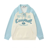 Men Hoodie Contrast Color Long Sleeves Polo Shirt Men's Loose Lapels Sweater