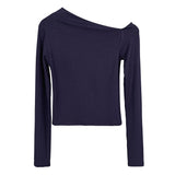 Women Long Sleeve Shirt Diagonal Collar Long Sleeve Spring and Autumn