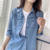 Women T-shirt Denim Shirt Women's Long Sleeve Shirt