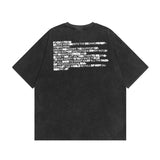 Men T Shirt Retro Washed Hip Hop Print Short Sleeve T-shirt Men
