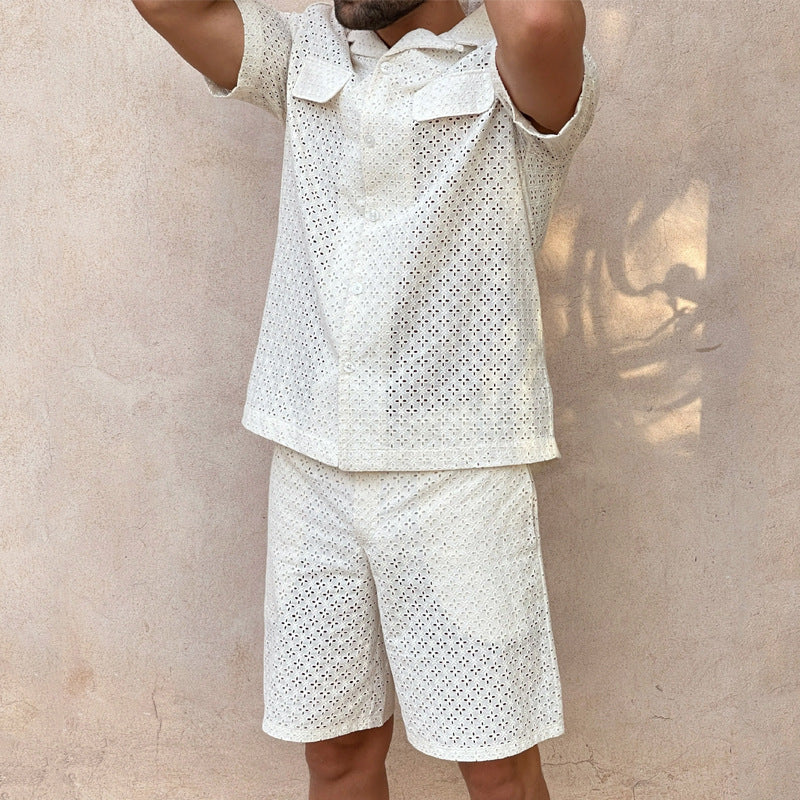 Men Co-Ords Summer Casual Short Sleeve Shirt Shorts Men's Suit