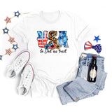 National Flag Day T Shirts Summer round Neck T-shirt Women's Short Sleeve Independence Day Women