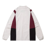 Men Hoodie Color Contrast Patchwork V-neck Pullover Sweater Racing Suit