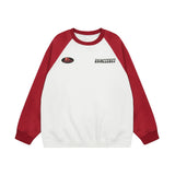 Men Hoodie Color-Block Raglan Sleeves round Neck Men's Casual Loose Long Sleeve