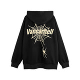 Men Hoodie Hooded Coat with Masked Zipper Men's Spider Web Puff Print Cardigan Sweater