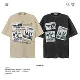 American vintage street T-shirt pure cotton retro men's and women's summer loose