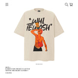 American vintage street T-shirt pure cotton retro men's and women's summer loose