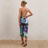 Women Desses Suspenders Dress Printing