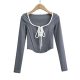 Women T-Shirt Retro Long-Sleeved T-shirt Autumn