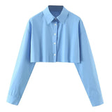 Women T-Shirt Short Shirt Women's Autumn Single-Breasted Top
