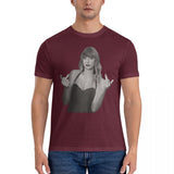 Vintage Finger T-Shirts for Men Crewneck Cotton T Shirt