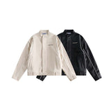Unisex Jacket Autumn Mid-Length Stand Collar Motorcycle Leather Clothing
