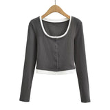 Women T-shirt round Neck Contrast Color Top Female Short-Sleeved T-shirt