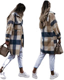 Plaid Trench Coat Autumn and Winter Women's Checked Woolen Coat Coat