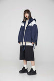 Unisex Jacket Autumn Stitching Contrast Color Hooded Coat Women's Clothing
