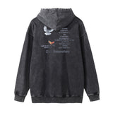 Men Hoodie Peace Dove Printed Washed Distressed Hooded Sweaters Menswear