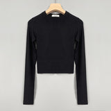 Women Long Sleeve Shirt O-neck Short Autumn and Winter Long Sleeve Bottoming Shirt
