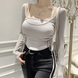 Women Long Sleeve Shirt Camisole Upper Clothes Long Sleeves T-shirt Women
