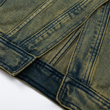 Men Denim Jacket Denim Jacket Men's Pu Shuai Washed Old Dyed Jacket