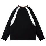 Men Hoodie round Neck Base Sweater Stitching Contrast Color American Motorcycle Racing Suit