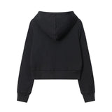 Women Hoodie Letter Hooded Cardigan Sweater Women's Autumn Casual Short
