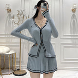 Women Long Sleeve Shirt Top Button Long Sleeve Cardigan Jacket Skirt