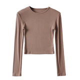 Women T-Shirt Long-Sleeved T-shirt Fall Slim Fit Bottoming Shirt