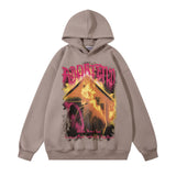 Men Hoodie Flame Printed Hoodie Casual Loose Pullover Top