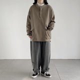 Men Hoodie round Neck Waffle Sweater Ins Loose Men and Women