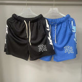 Mixed Emotion Shorts Flame Print Mesh Sports Quick-Drying Basketball Pants Mesh Pants