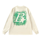 Men Hoodie Inkjet Letters Printed Crew Neck Sweatshirt