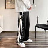 Men Sweatpants Love Breasted Sweatpants Straight Loose Casual Sports Pants