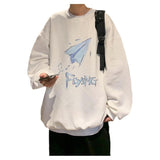 Men Hoodie Sweater Loose Crew Neck Top Trendy Ins Hong Kong Style