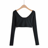 Women T-Shirt Knitwear All-Matching Sexy Short-Sleeved T-shirt Bottoming Shirt