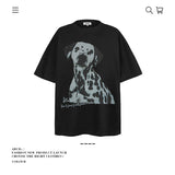 American vintage street T-shirt pure cotton retro men's summer loose half sleeve