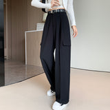 Palazzo Pants Retro Wide-Leg Pants Women's Casual Solid Color High Waist