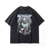Men's T Shirt Washed Distressed T-shirt Men's and Women's round Neck Short Sleeve