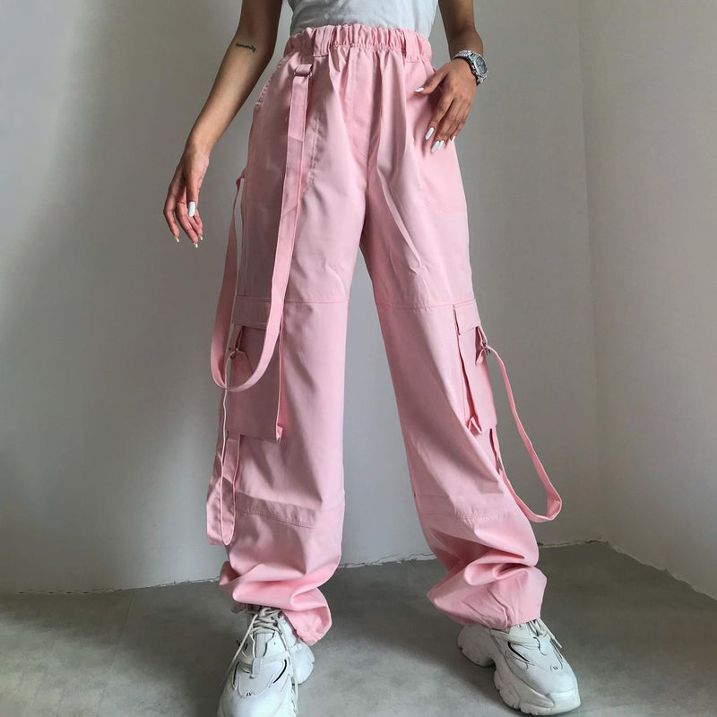 Women Cargo Pants Stitching Wide-Leg Pants Cargo Pants Loose Trousers