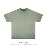 American vintage street T-shirt retro solid color men's loose half-sleeve shirt