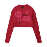 Women Sweater Long Sleeve Short Sweater Casual Spring and Autumn round Neck Sweater