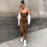 Women Jumpsuit Sleeveless Jumpsuit Tight Yoga One-Piece Trousers