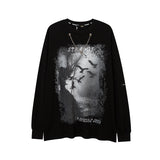 Men Long Sleeve Shirt Portrait Graffiti Printing Long Sleeve T-shirt Men's Loose