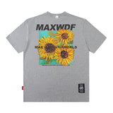 Men T Shirt Sunflower Oil Painting Printed Short-Sleeved T-shirt for Men and Women Couple