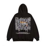 Men Hoodie Hip Hop Anime Letters Printed Hoodie