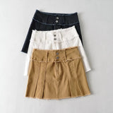 Women Skirt Raw Edge Denim Skirt Women's Retro