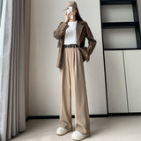 Palazzo Pants Niche Casual Suit Pants Women Autumn Trousers Solid Color Simple