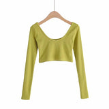Women T-Shirt Knitwear All-Matching Sexy Short-Sleeved T-shirt Bottoming Shirt